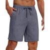 COOFANDY Mens Casual Summer Beach Linen Shorts 9 Inch Lightweight Drawstring Elastic Waist Shorts with Pockets(Navy Blue)