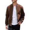 COOFANDY Men’s Casual Varsity Jacket Vintage Lightweight Suede Bomber Jackets(Brown)