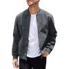 COOFANDY Men’s Casual Varsity Jacket Vintage Lightweight Suede Bomber Jackets(Dark Grey)