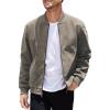 COOFANDY Men’s Casual Varsity Jacket Vintage Lightweight Suede Bomber Jackets(Grey)