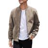 COOFANDY Men’s Casual Varsity Jacket Vintage Lightweight Suede Bomber Jackets(Khaki)