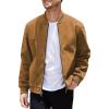 COOFANDY Men’s Casual Varsity Jacket Vintage Lightweight Suede Bomber Jackets(Light Brown)