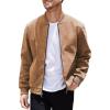 COOFANDY Men’s Casual Varsity Jacket Vintage Lightweight Suede Bomber Jackets(Light Tan)