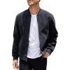 COOFANDY Men’s Casual Varsity Jacket Vintage Lightweight Suede Bomber Jackets(Navy Blue)