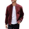 COOFANDY Men’s Casual Varsity Jacket Vintage Lightweight Suede Bomber Jackets(Red)