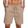 COOFANDY Mens Casual Waffle Shorts Elastic Waist Summer Beach Shorts 7″ Workout Sweat Shorts(Khaki)