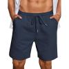 COOFANDY Mens Casual Waffle Shorts Elastic Waist Summer Beach Shorts 7″ Workout Sweat Shorts(Navy Blue)