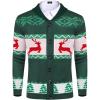 COOFANDY Men’s Christmas Cardigans Ugly Xmas Sweaters Reindeer Snowflake Shawl Collar Knitted Cardigan Sweater(A – Green – B)