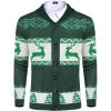 COOFANDY Men’s Christmas Cardigans Ugly Xmas Sweaters Reindeer Snowflake Shawl Collar Knitted Cardigan Sweater(A – Green – C)