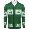 COOFANDY Men’s Christmas Cardigans Ugly Xmas Sweaters Reindeer Snowflake Shawl Collar Knitted Cardigan Sweater(A – Green – a)