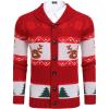 COOFANDY Men’s Christmas Cardigans Ugly Xmas Sweaters Reindeer Snowflake Shawl Collar Knitted Cardigan Sweater(A – Red – C)
