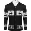 COOFANDY Men’s Christmas Cardigans Ugly Xmas Sweaters Reindeer Snowflake Shawl Collar Knitted Cardigan Sweater(Black)