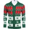 COOFANDY Men’s Christmas Cardigans Ugly Xmas Sweaters Reindeer Snowflake Shawl Collar Knitted Cardigan Sweater(Checkered Christmas Tree)