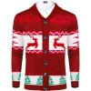 COOFANDY Men’s Christmas Cardigans Ugly Xmas Sweaters Reindeer Snowflake Shawl Collar Knitted Cardigan Sweater(Christmas Red)