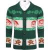 COOFANDY Men’s Christmas Cardigans Ugly Xmas Sweaters Reindeer Snowflake Shawl Collar Knitted Cardigan Sweater(Green Santa Claus)
