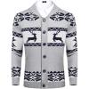 COOFANDY Men’s Christmas Cardigans Ugly Xmas Sweaters Reindeer Snowflake Shawl Collar Knitted Cardigan Sweater(Grey)