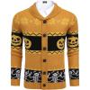 COOFANDY Men’s Christmas Cardigans Ugly Xmas Sweaters Reindeer Snowflake Shawl Collar Knitted Cardigan Sweater(Pumpkin)