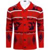 COOFANDY Men’s Christmas Cardigans Ugly Xmas Sweaters Reindeer Snowflake Shawl Collar Knitted Cardigan Sweater(Red Elk)