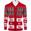 COOFANDY Men’s Christmas Cardigans Ugly Xmas Sweaters Reindeer Snowflake Shawl Collar Knitted Cardigan Sweater(Red Elk Green White)