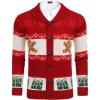 COOFANDY Men’s Christmas Cardigans Ugly Xmas Sweaters Reindeer Snowflake Shawl Collar Knitted Cardigan Sweater(Red Gingerbread)