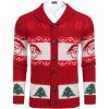 COOFANDY Men’s Christmas Cardigans Ugly Xmas Sweaters Reindeer Snowflake Shawl Collar Knitted Cardigan Sweater(Red Santa Claus)