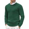 COOFANDY Men’s Crew Neck Sweater Slim Fit Lightweight Sweatshirts Knitted Pullover for Casual Or Dressy Wear(A-dark Green)