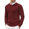 COOFANDY Men’s Crew Neck Sweater Slim Fit Lightweight Sweatshirts Knitted Pullover for Casual Or Dressy Wear(A-wine Red)