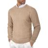 COOFANDY Men’s Crew Neck Sweater Slim Fit Lightweight Sweatshirts Knitted Pullover for Casual Or Dressy Wear(B-dark Khaki)