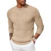 COOFANDY Men’s Crew Neck Sweater Slim Fit Lightweight Sweatshirts Knitted Pullover for Casual Or Dressy Wear(Khaki)