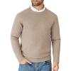 COOFANDY Mens Crew Neck Sweaters Long Sleeve Lightweight Knit Dress Pullover Sweaters(Light Coffee)
