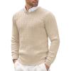 COOFANDY Men’s Crewneck Knit Sweater Slim Fit Lightweight Casual Twist Patterned Cable Knitted Pullover