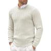 COOFANDY Men’s Crewneck Knit Sweater Slim Fit Lightweight Casual Twist Patterned Cable Knitted Pullover A-White