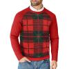 COOFANDY Men’s Crewneck Sweater Casual Dress Pullover Sweater Slim Fit Lightweight Long Sleeve Raglan Sweaters(Christmas Red & Green)