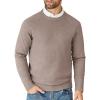 COOFANDY Men’s Crewneck Sweater Casual Dress Pullover Sweater Slim Fit Lightweight Long Sleeve Raglan Sweaters(Light Khaki)