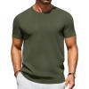COOFANDY Men’s Crewneck Sweater Short Sleeve Casual Basic Tops Classic Fashion Knit Pullover Tees(Army Green)