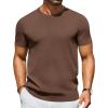COOFANDY Men’s Crewneck Sweater Short Sleeve Casual Basic Tops Classic Fashion Knit Pullover Tees(Brown)