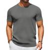 COOFANDY Men’s Crewneck Sweater Short Sleeve Casual Basic Tops Classic Fashion Knit Pullover Tees(Dark Grey)