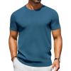 COOFANDY Men’s Crewneck Sweater Short Sleeve Casual Basic Tops Classic Fashion Knit Pullover Tees(Demin Blue)