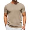 COOFANDY Men’s Crewneck Sweater Short Sleeve Casual Basic Tops Classic Fashion Knit Pullover Tees(Khaki)