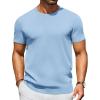 COOFANDY Men’s Crewneck Sweater Short Sleeve Casual Basic Tops Classic Fashion Knit Pullover Tees(Light Blue)