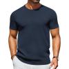 COOFANDY Men’s Crewneck Sweater Short Sleeve Casual Basic Tops Classic Fashion Knit Pullover Tees(Navy Blue)