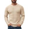 COOFANDY Men’s Crewneck Sweater Waffle Textured Pullover Sweaters Soft Midweight Knitted Sweaters(Beige)