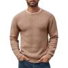 COOFANDY Men’s Crewneck Sweater Waffle Textured Pullover Sweaters Soft Midweight Knitted Sweaters(Camel)