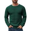 COOFANDY Men’s Crewneck Sweater Waffle Textured Pullover Sweaters Soft Midweight Knitted Sweaters(Green)