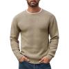COOFANDY Men’s Crewneck Sweater Waffle Textured Pullover Sweaters Soft Midweight Knitted Sweaters(Khaki)