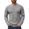 COOFANDY Men’s Crewneck Sweater Waffle Textured Pullover Sweaters Soft Midweight Knitted Sweaters(Light Grey)