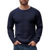 COOFANDY Men’s Crewneck Sweater Waffle Textured Pullover Sweaters Soft Midweight Knitted Sweaters(Navy Blue)