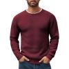 COOFANDY Men’s Crewneck Sweater Waffle Textured Pullover Sweaters Soft Midweight Knitted Sweaters(Wine Red)
