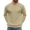 COOFANDY Mens Crewneck Sweatshirts Long Sleeve Basic Pullover Shirts Twill Textured Soild Casual Tops(Light Khaki)