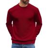 COOFANDY Mens Crewneck Sweatshirts Long Sleeve Basic Pullover Shirts Twill Textured Soild Casual Tops(Red)